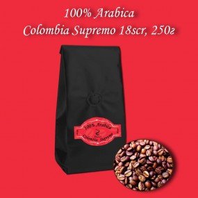 Кава зернова Arabica Colombia Supremo 18scr (Арабіка Колумбія Супремо) 250г.  БЕЗКОШТОВНА ДОСТАВКА від 1кг!
